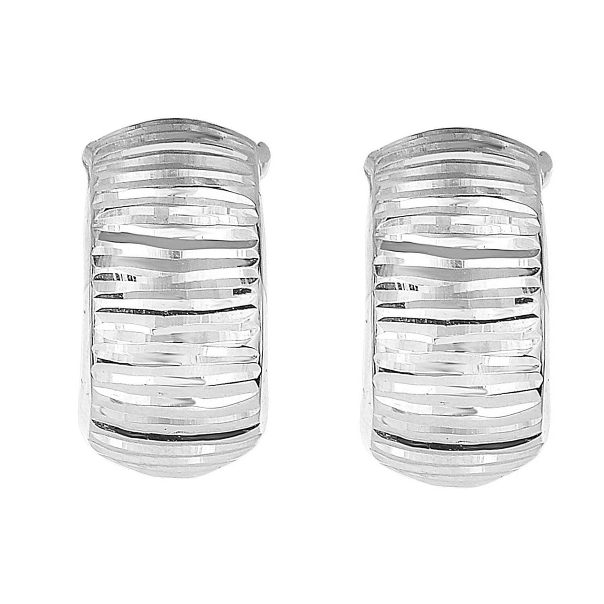 14K Yellow Gold Diamond-Cut Huggie Earrings