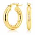 14K Yellow Gold High-Polish Round Hoop Earrings – 4mm