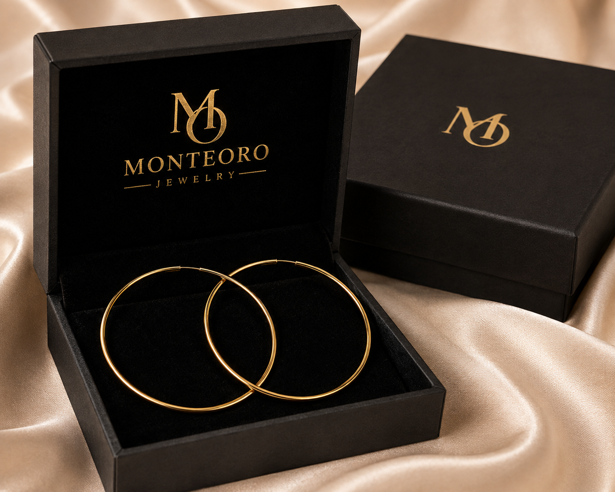 14K Yellow Gold High-Polish Endless Hoop Earrings – 1.5"