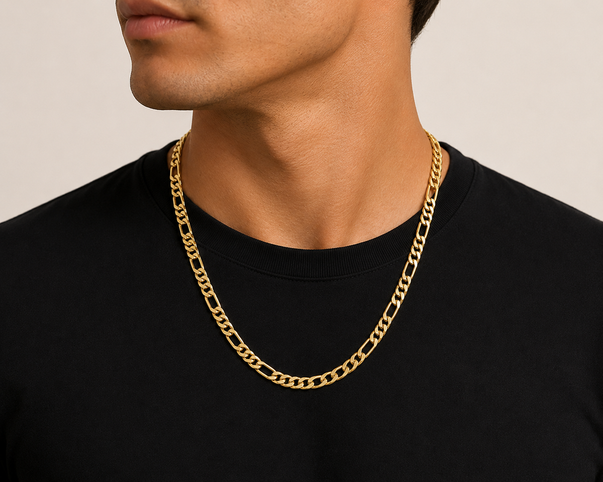 14K Yellow Gold Solid Figaro Chain – 3.8mm