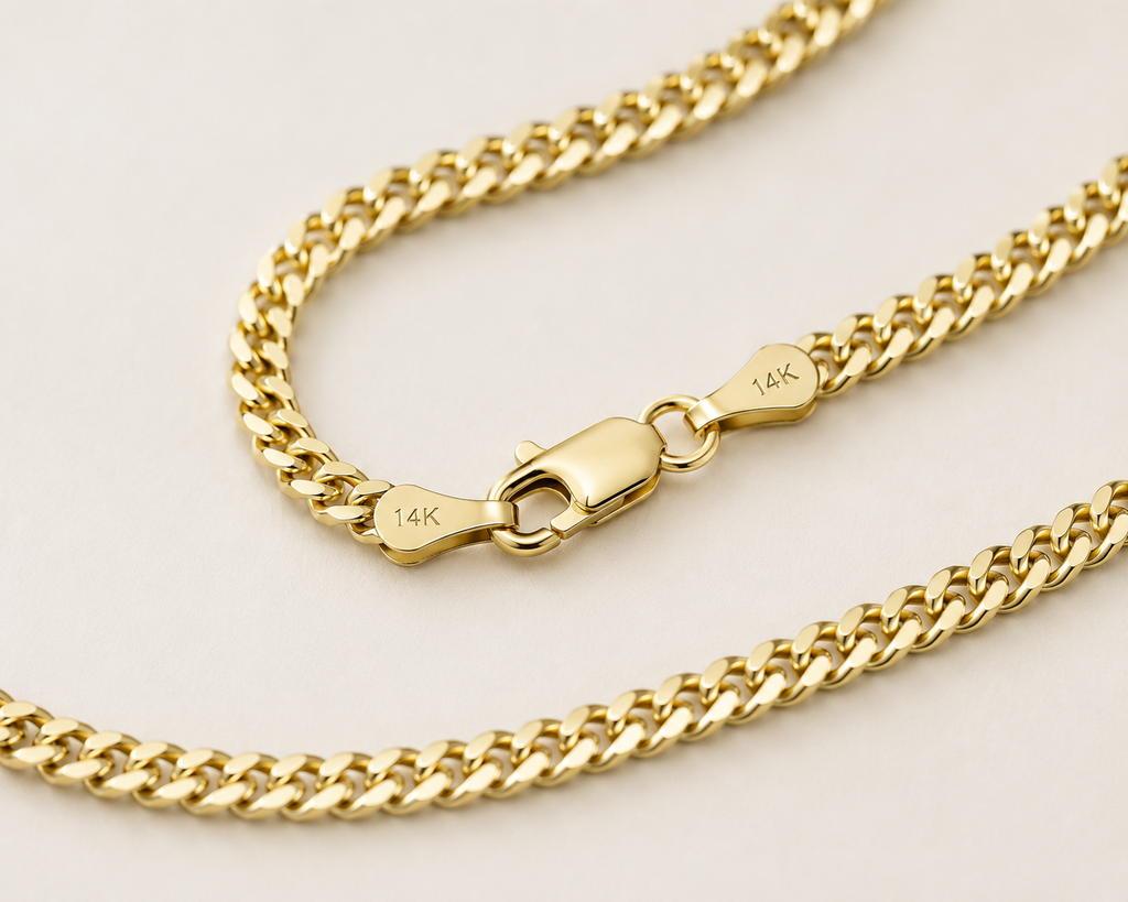 14K Yellow Gold Solid Miami Cuban Chain – 2mm