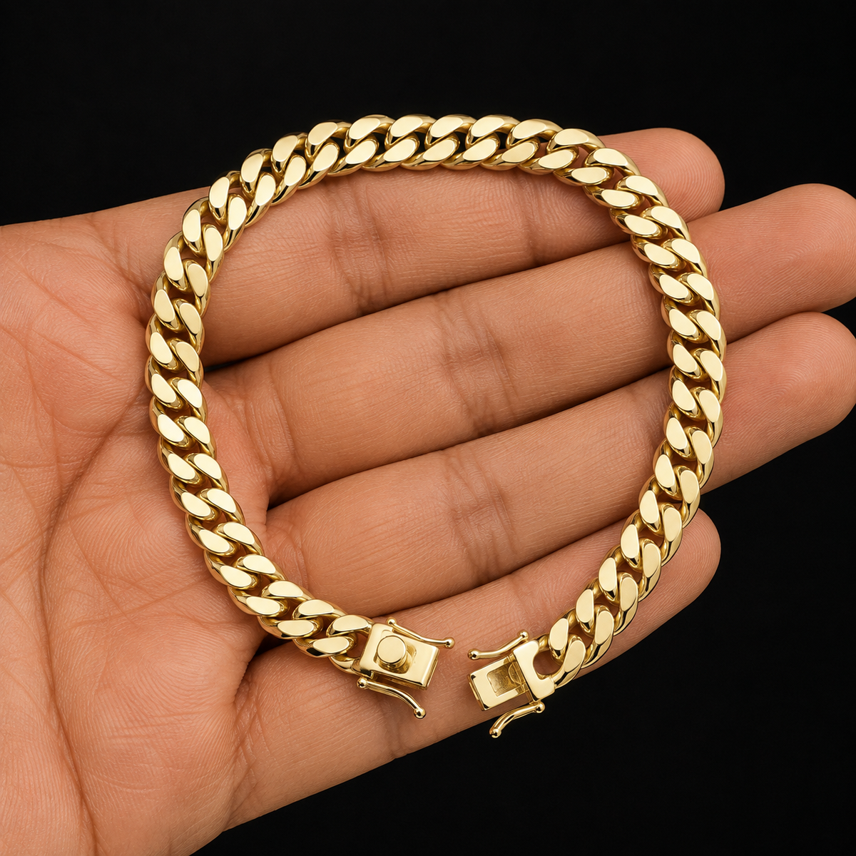 14K Yellow Gold Solid Miami Cuban Link Bracelet – 8mm