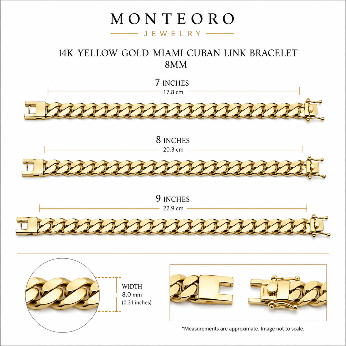 14K Yellow Gold Solid Miami Cuban Link Bracelet – 8mm