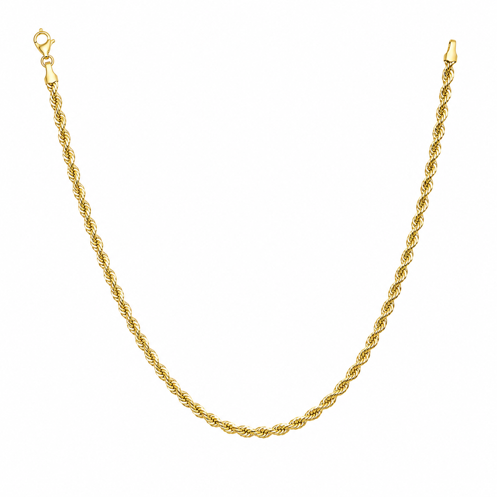 14K Yellow Gold Solid Diamond-Cut Rope Chain – 2.5mm
