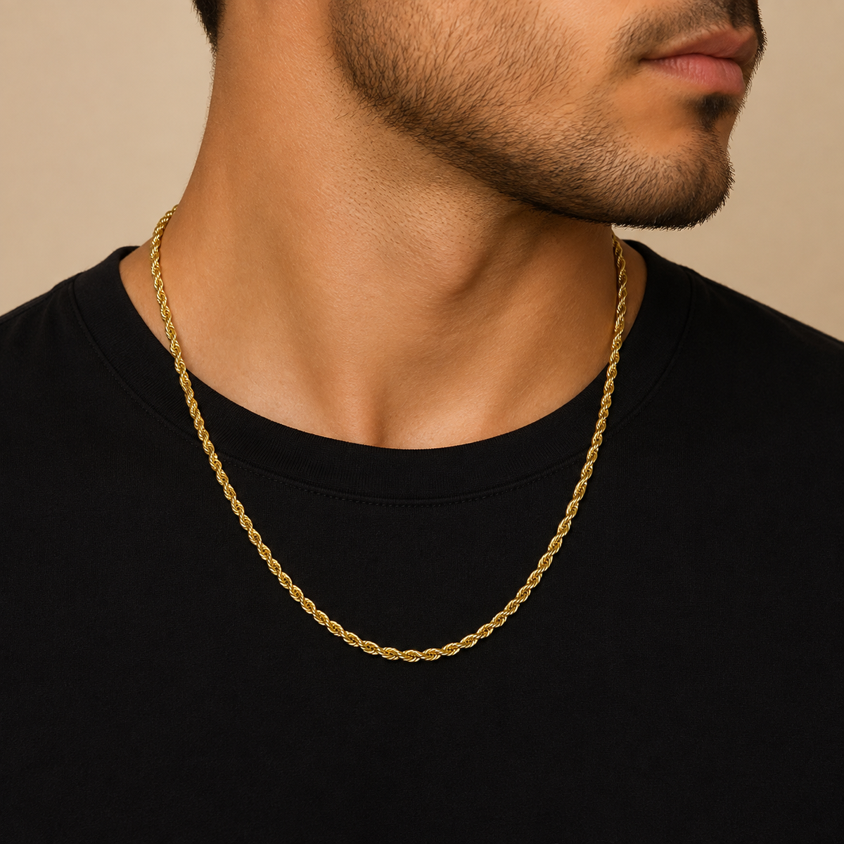14K Yellow Gold Solid Diamond-Cut Rope Chain – 2.5mm