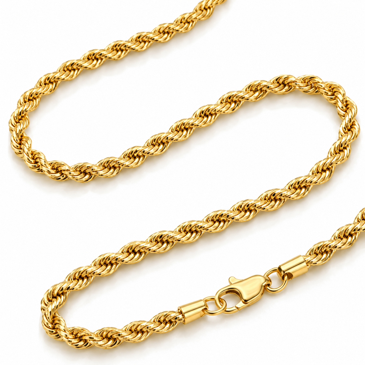 14K Yellow Gold Solid Diamond-Cut Rope Chain – 2.5mm