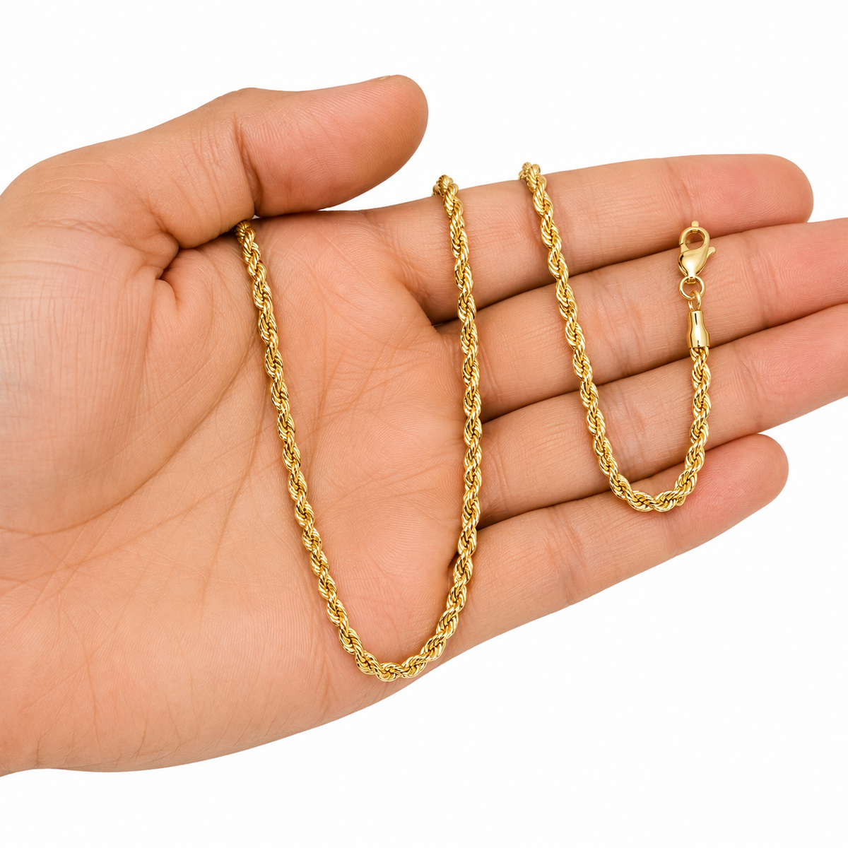 14K Yellow Gold Solid Diamond-Cut Rope Chain – 2.5mm
