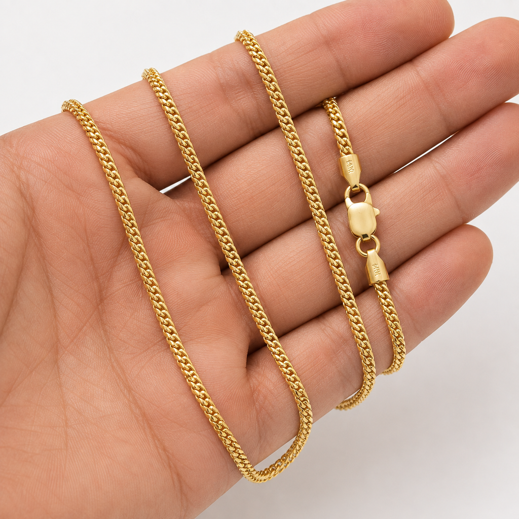 14K Yellow Gold Solid Diamond-Cut Franco Chain – 1.3mm