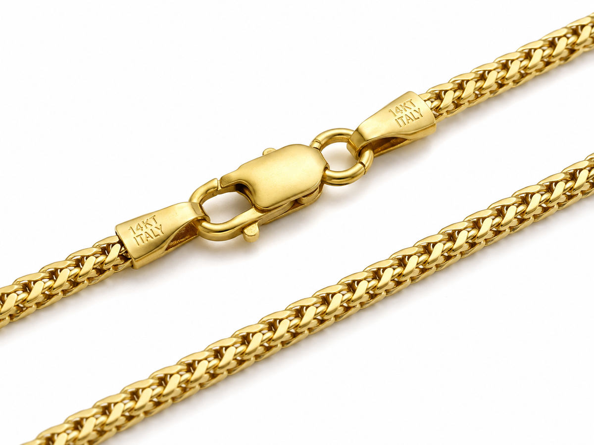 14K Yellow Gold Solid Diamond-Cut Franco Chain – 1.3mm