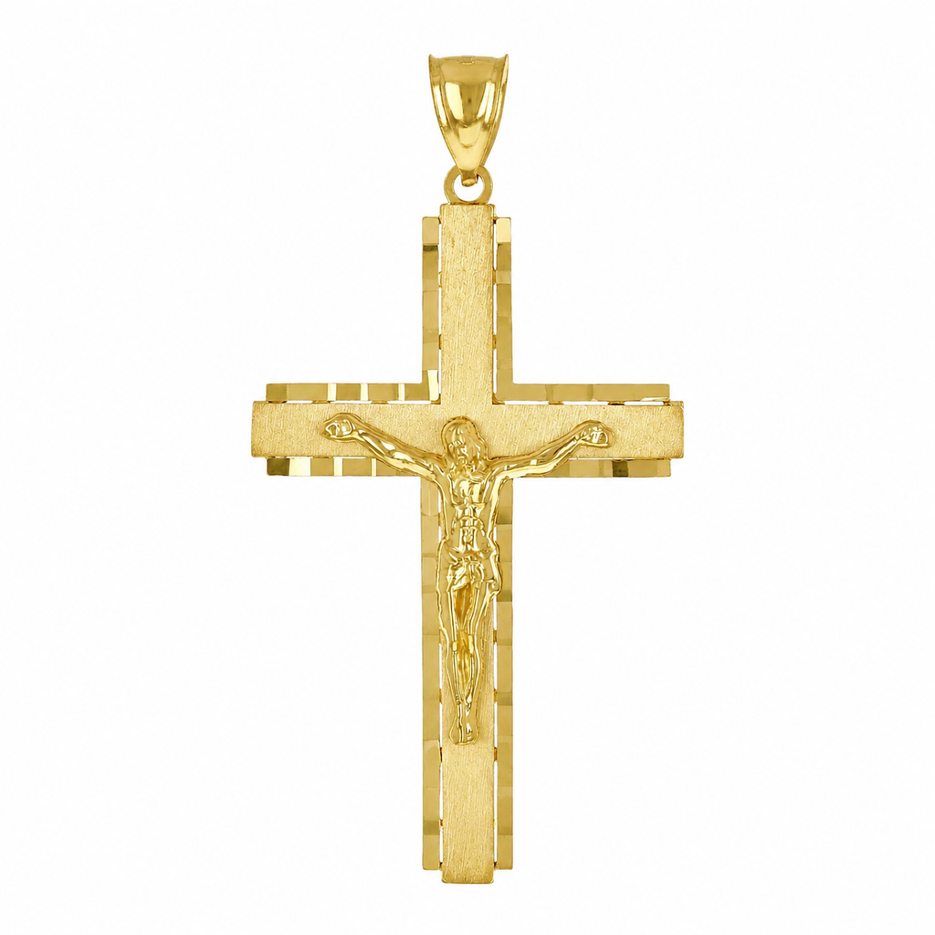14K Yellow Gold Jesus Christ Crucifix Cross Pendant – 1.9"