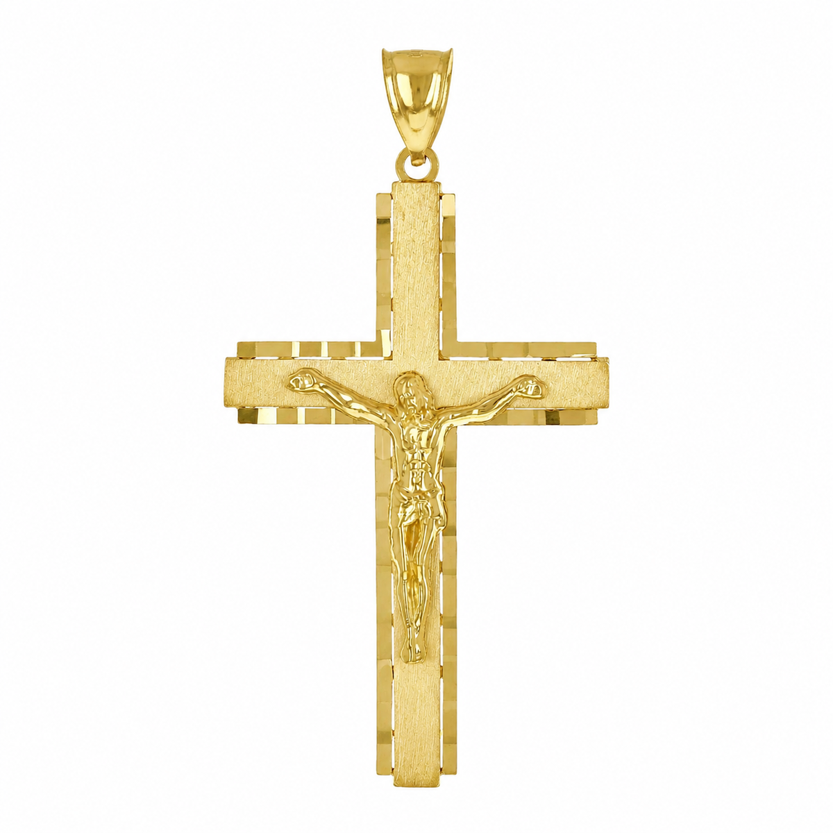 14K Yellow Gold Jesus Christ Crucifix Cross Pendant – 1.9"