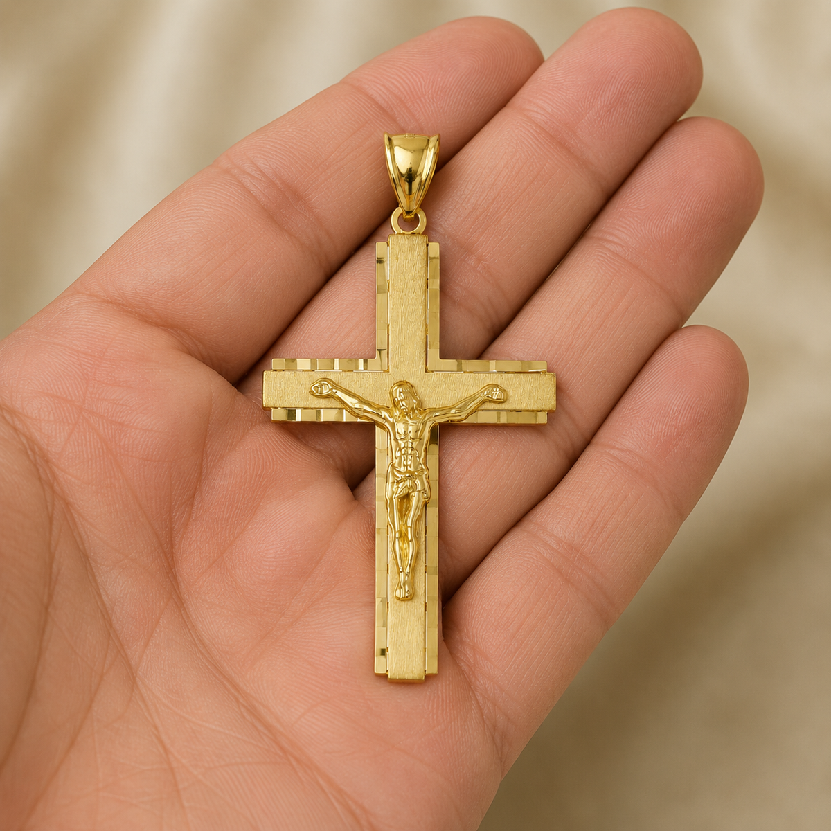 14K Yellow Gold Jesus Christ Crucifix Cross Pendant – 1.9"