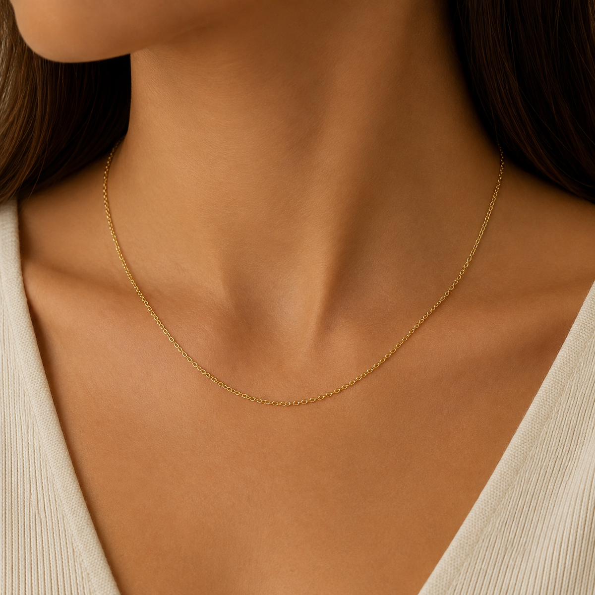 Italian 14K Yellow Gold Rolo Chain – 1mm