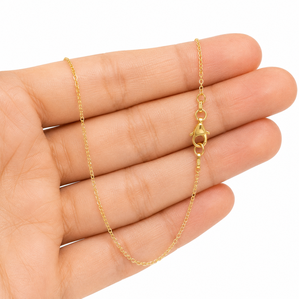 Italian 14K Yellow Gold Rolo Chain – 1mm