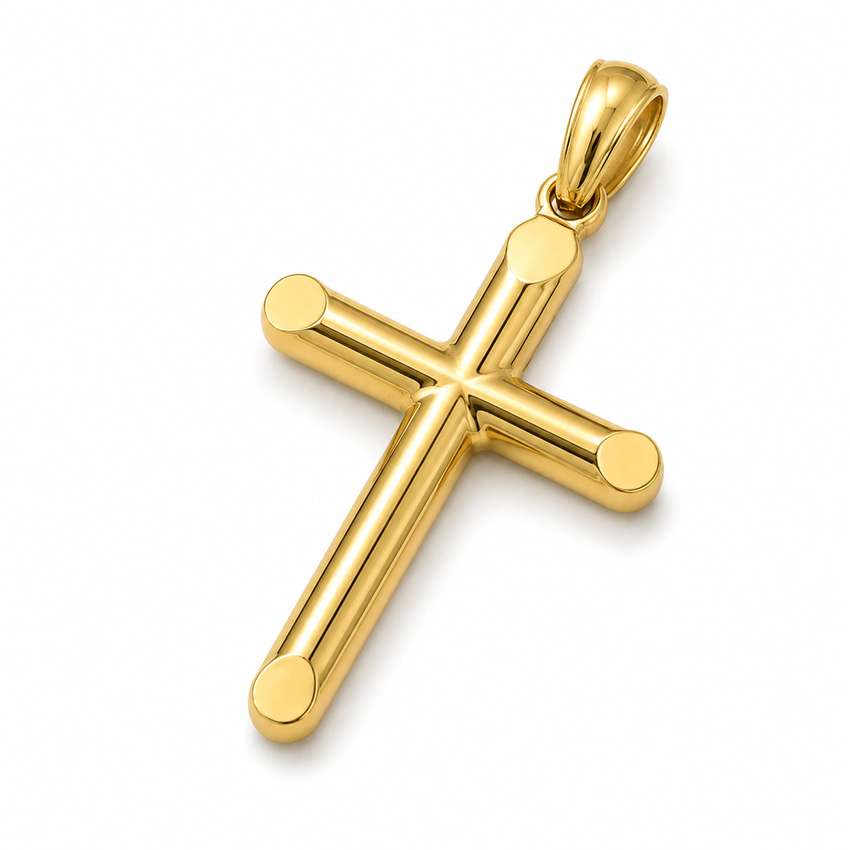 14K Yellow Gold Solid High Polish Cross Pendant – 1.9"