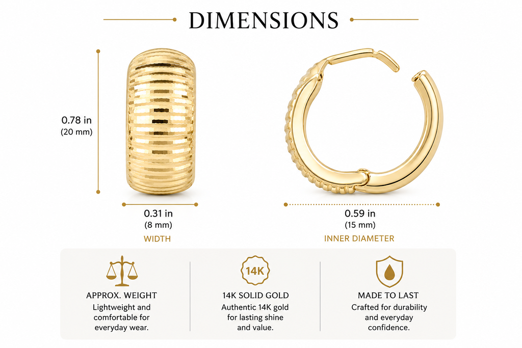 14K Yellow Gold Diamond-Cut Huggie Earrings