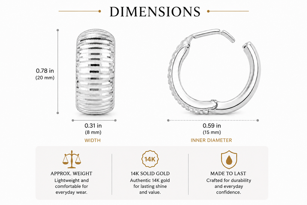 14K Yellow Gold Diamond-Cut Huggie Earrings