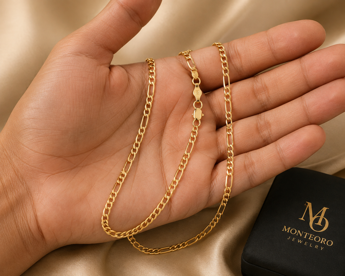 14K Yellow Gold Solid Figaro Chain – 2.3mm