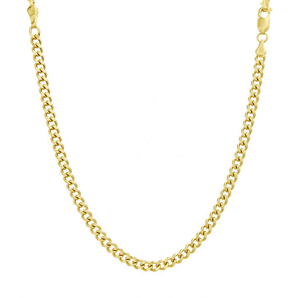 14K Yellow Gold Solid Miami Cuban Chain – 3.3mm