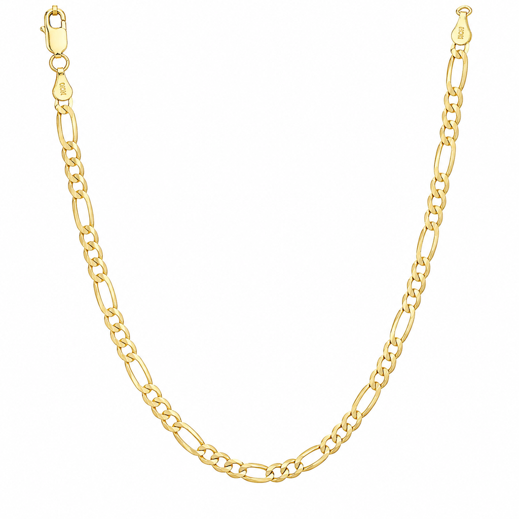 14K Yellow Gold Solid Figaro Chain – 3.8mm