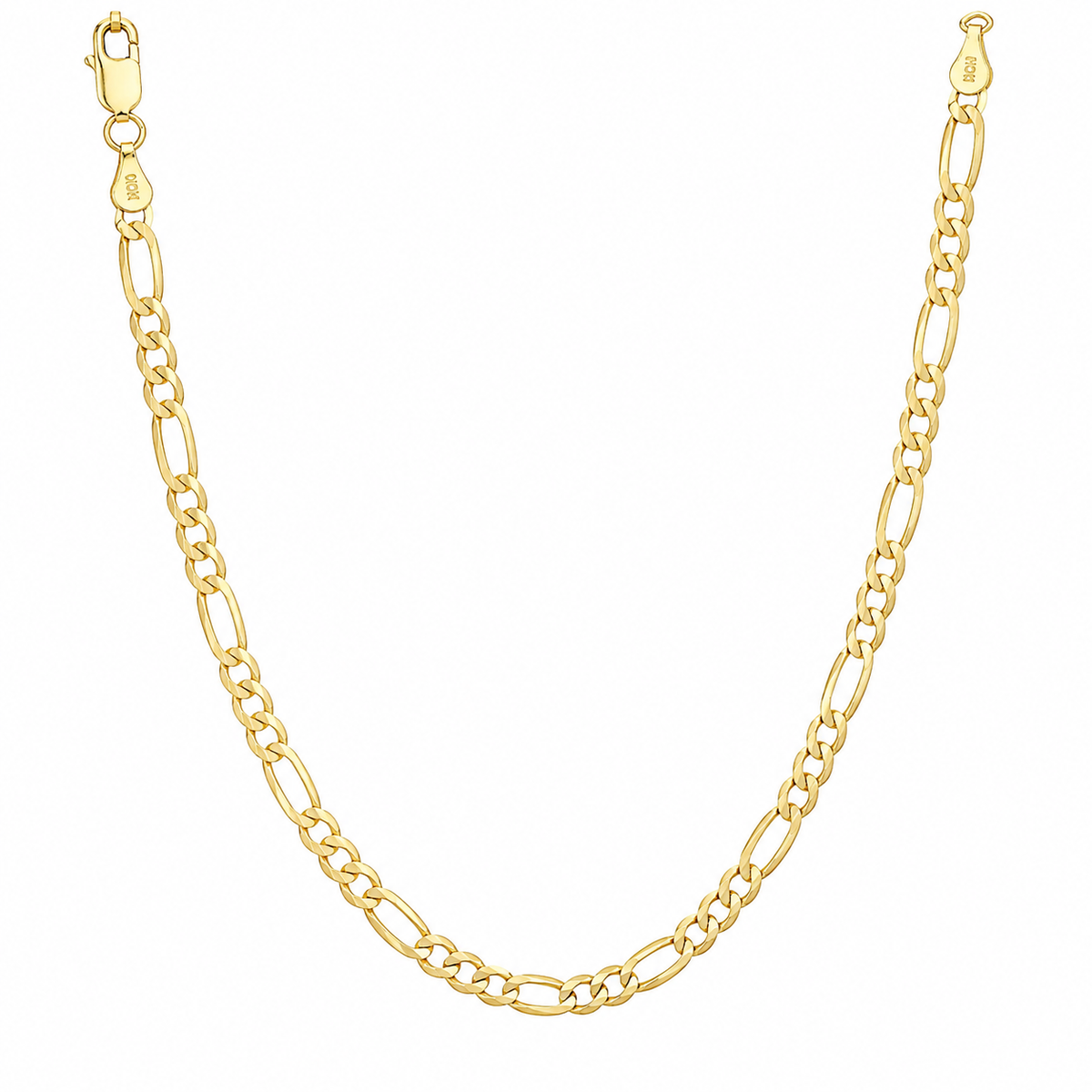 14K Yellow Gold Solid Figaro Chain – 3.8mm