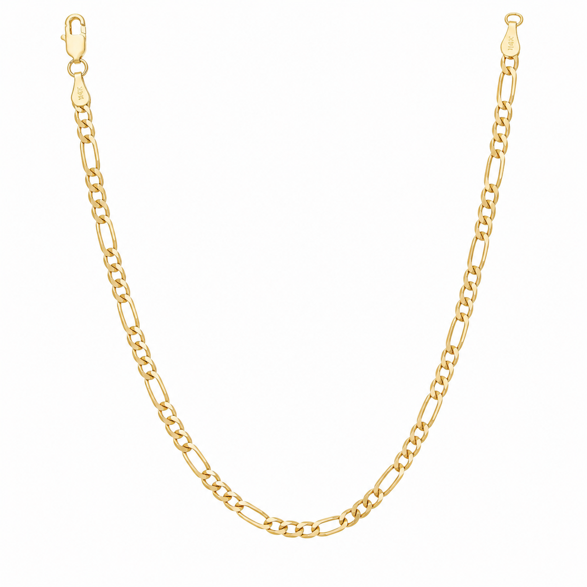14K Yellow Gold Solid Figaro Chain – 2.3mm