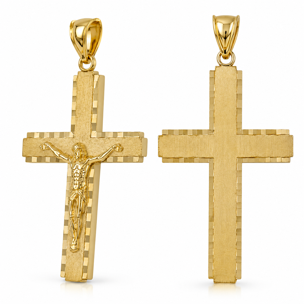 14K Yellow Gold Jesus Christ Crucifix Cross Pendant – 1.9"