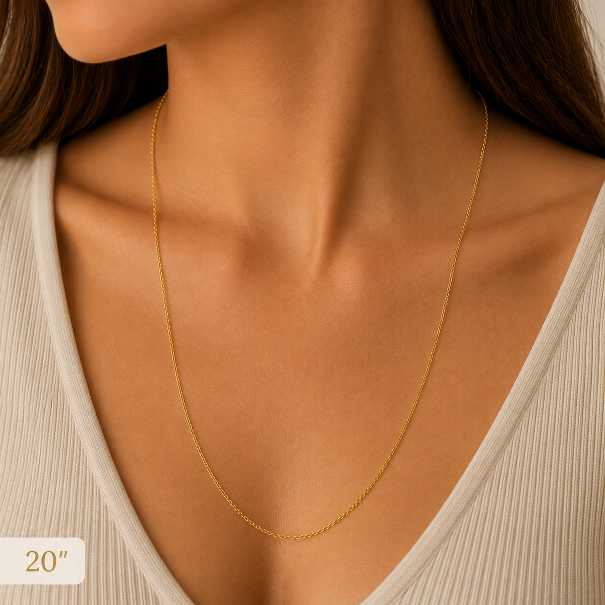 Italian 14K Yellow Gold Rolo Chain – 1mm