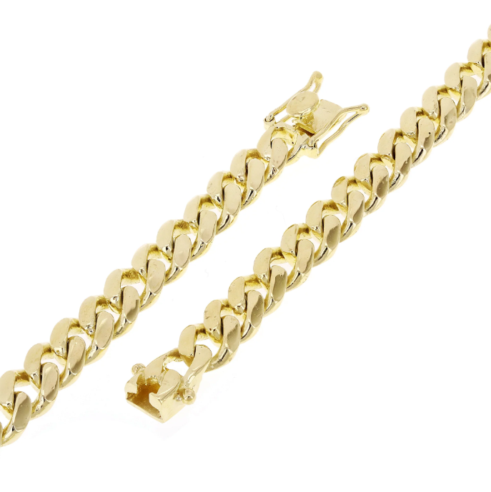 14K Yellow Gold Solid Miami Cuban Link Bracelet – 8mm