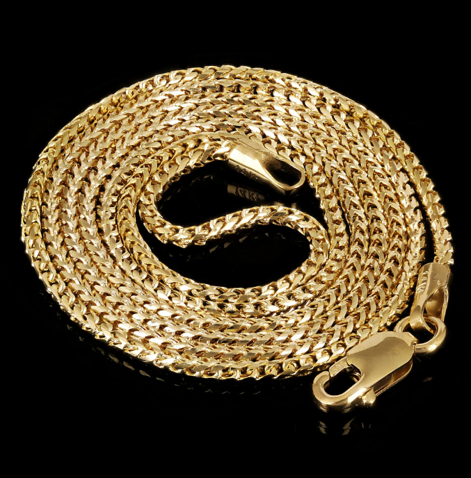 14K Yellow Gold Solid Diamond-Cut Franco Chain – 1.3mm